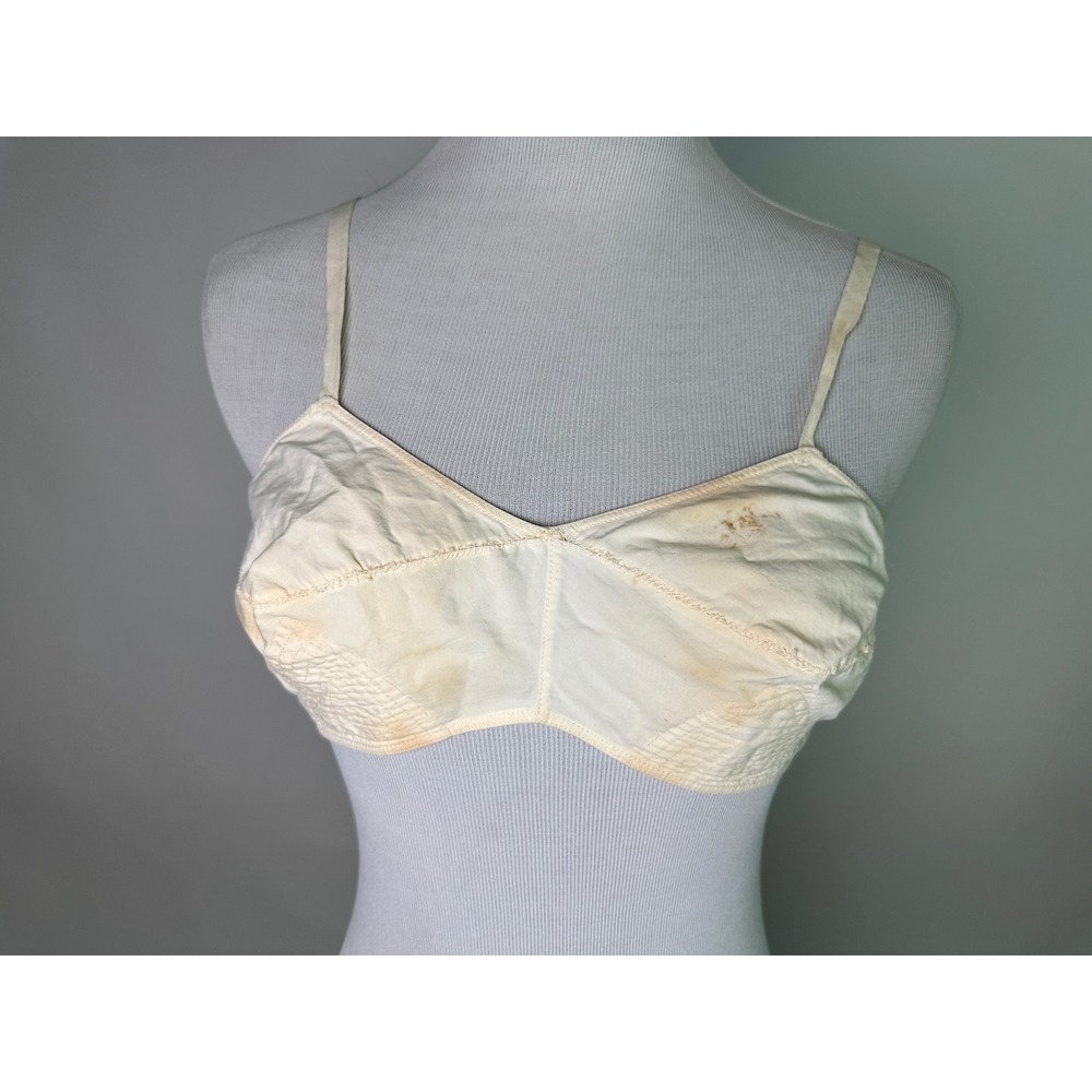 Vintage Maiden Form Over-Ture Bra 34 Cotton Bullet Stitch Lingerie 1940s As Is